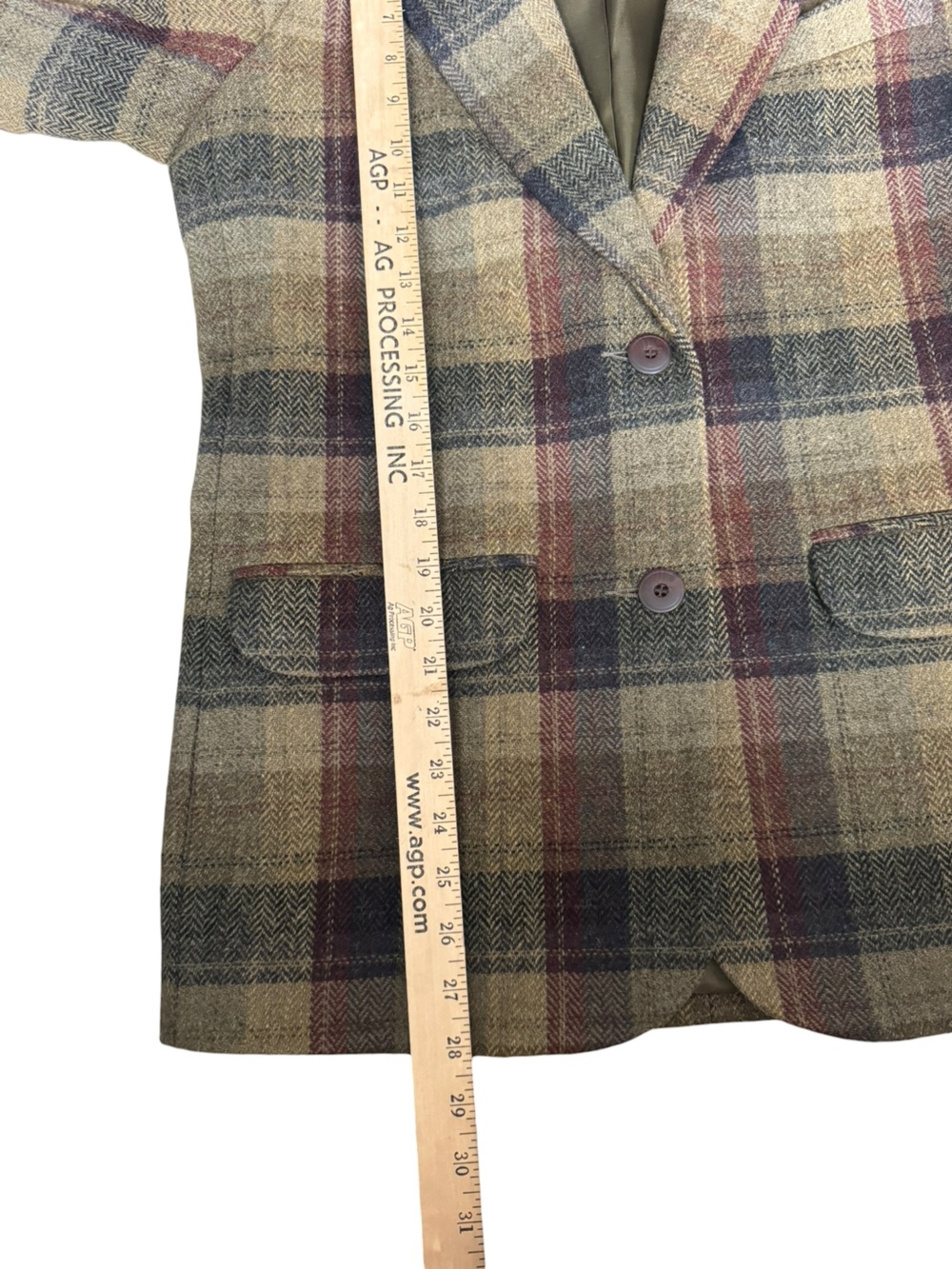 Vintage Eddie Bauer 100% Wool Plaid Blazer Jacket Small Dark Academia Equestrian - Picture 5 of 9